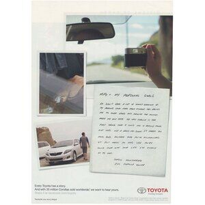2010 Toyota Car Automotive Full Page Print Ad Original Man At Beach u